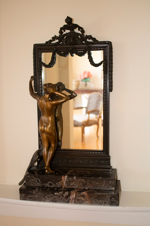 Item #02 - Antique Bronze Nude Woman In Mirror