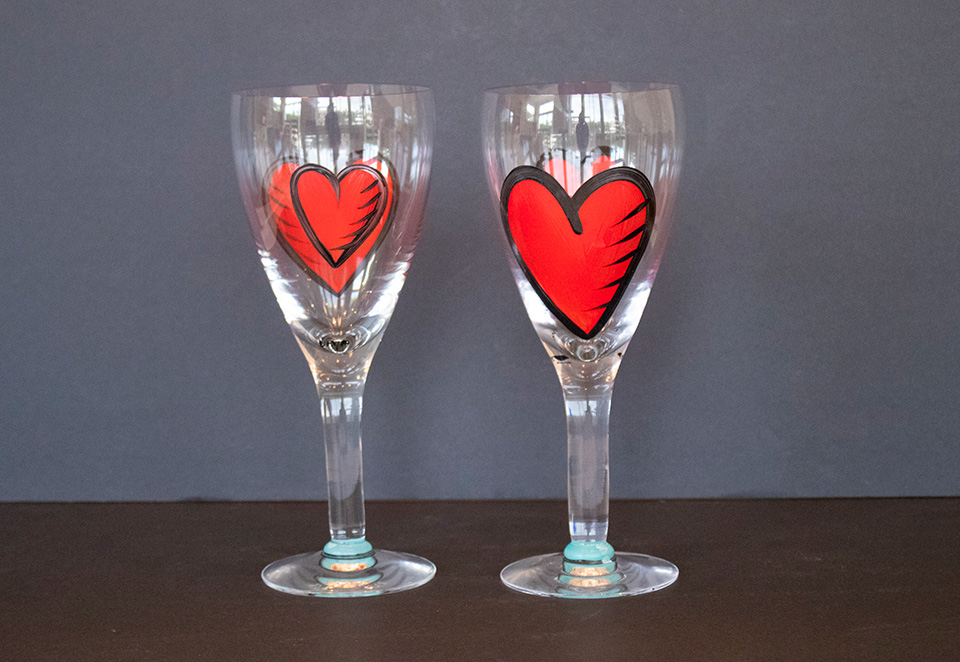 Item #14 - Heart Wine Glasses